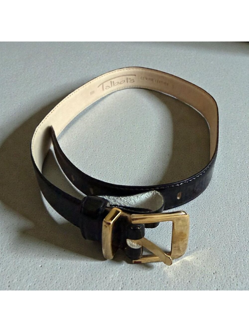 TALBOTS Women's Black Gold Leather Belt Size Small